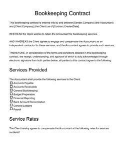 Bookkeeping Contract Agreement Template from www.pandadoc.com