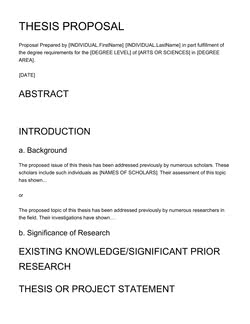 Purchasing a masters thesis proposal