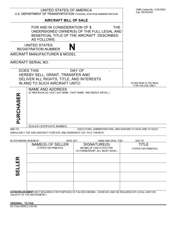 Aircraft bill of sale (Form AC 8050-2) New Mexico PandaDoc