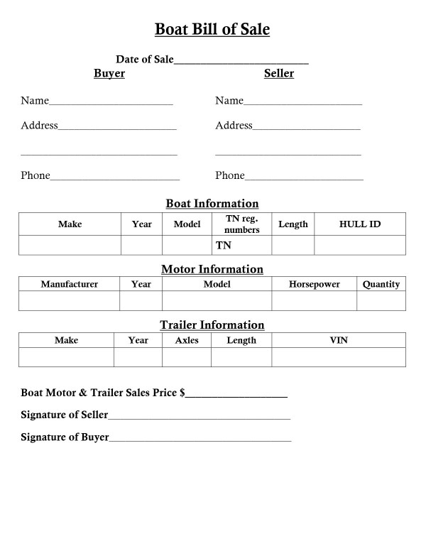Bills Of Sale In Tennessee The Forms Facts Requirements